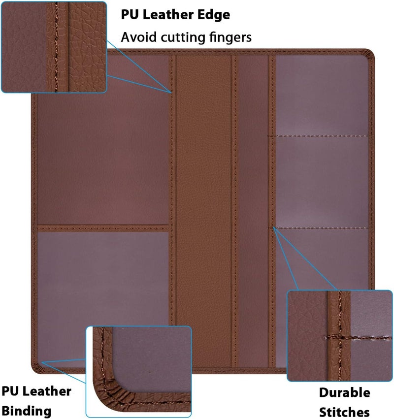 Techion Car Insurance and Registration Holder, 9.5 x 5 Inch PU Leather Vehicle Glove Box Organizer Wallet Case for Insurance Card, Driver License, Paperwork - Brown - Image 5